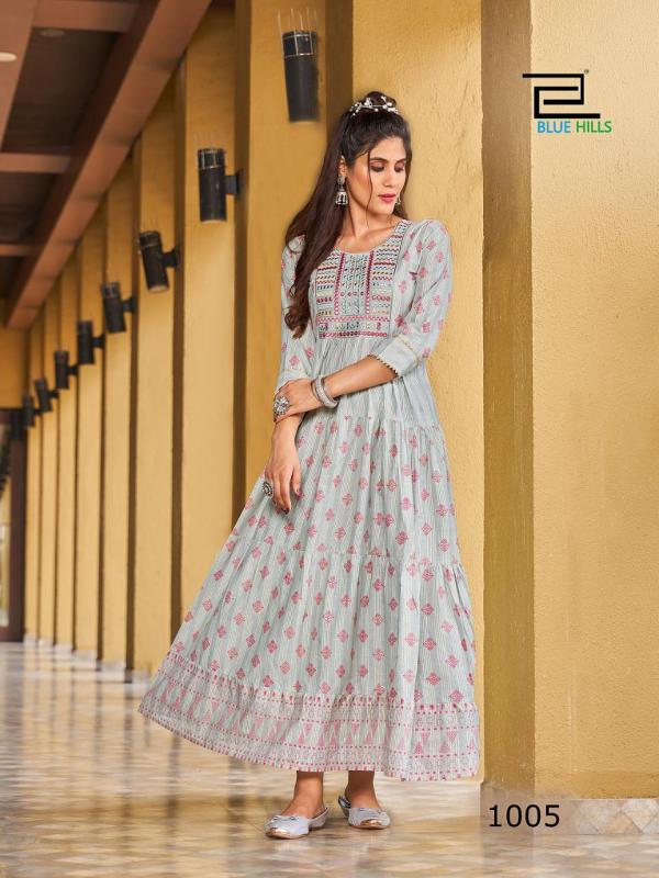 Blue Hills Sizzling Fancy Wear Long Cotton Anarkali Kurti Collection